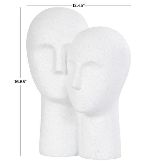 17" White Speckled Head Sculpture